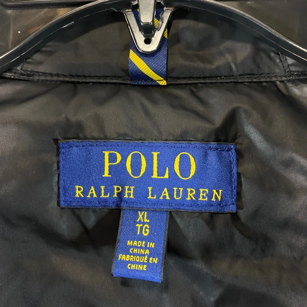 Polo Ralph Lauren Goose Down Puffer Vest Full Zip Quilted Black Pony Men Size XL